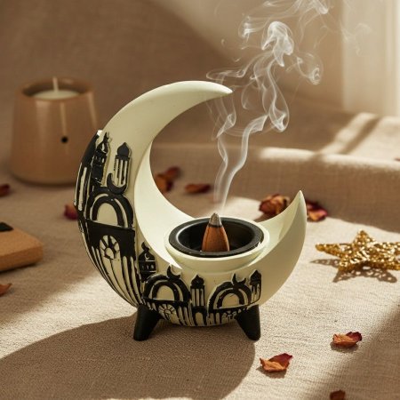 مبخرة على شكل هلال رمضان مع نقوش إسلامية